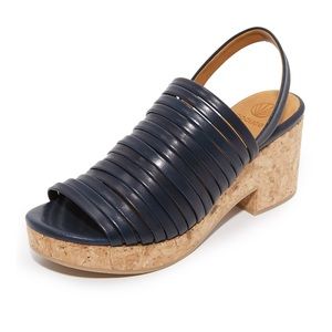 Coclico Mosh Navy Leather Cork Platform Sandal